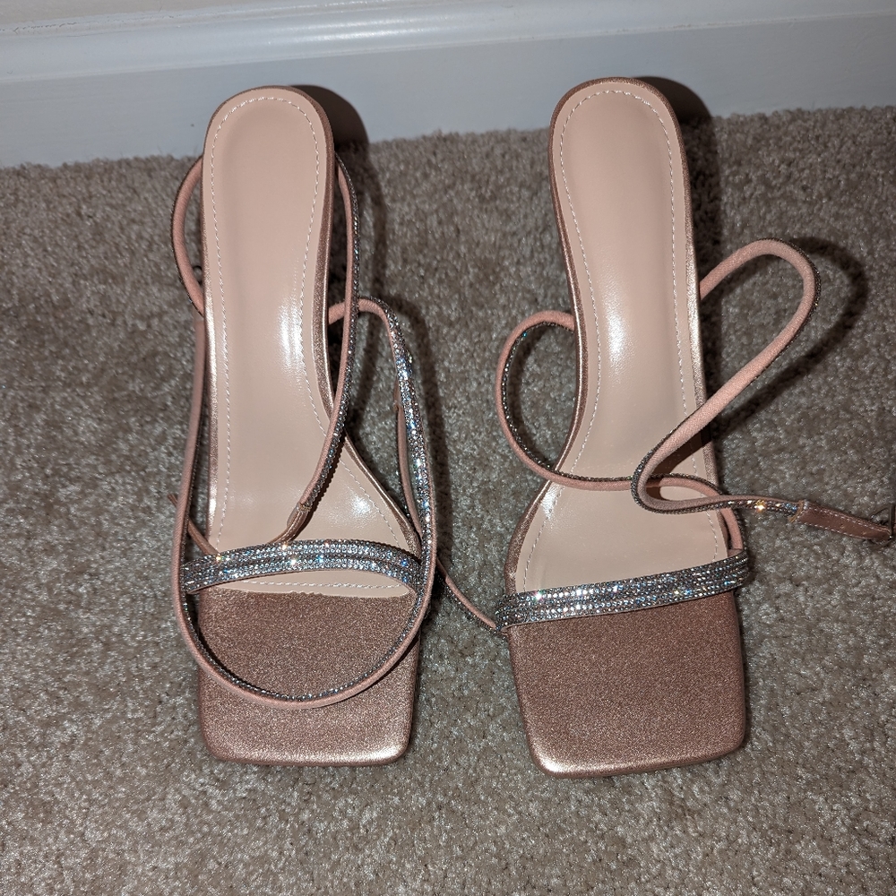 Pink wrap heels